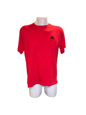 Men's Adidas Red Short Sleeve Training Tee L with Black Logo i73